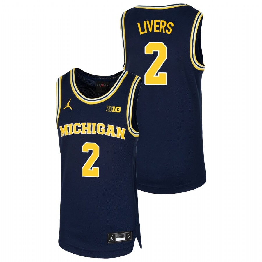 Michigan Wolverines Youth NCAA Isaiah Livers #2 Navy Replica College Basketball Jersey NWK7649HY